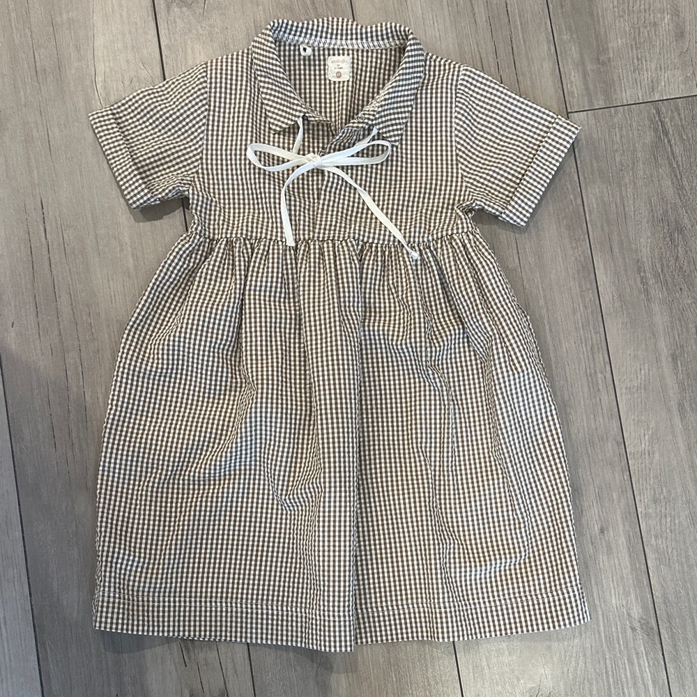 Analog Black and White Checkered Kids Dress